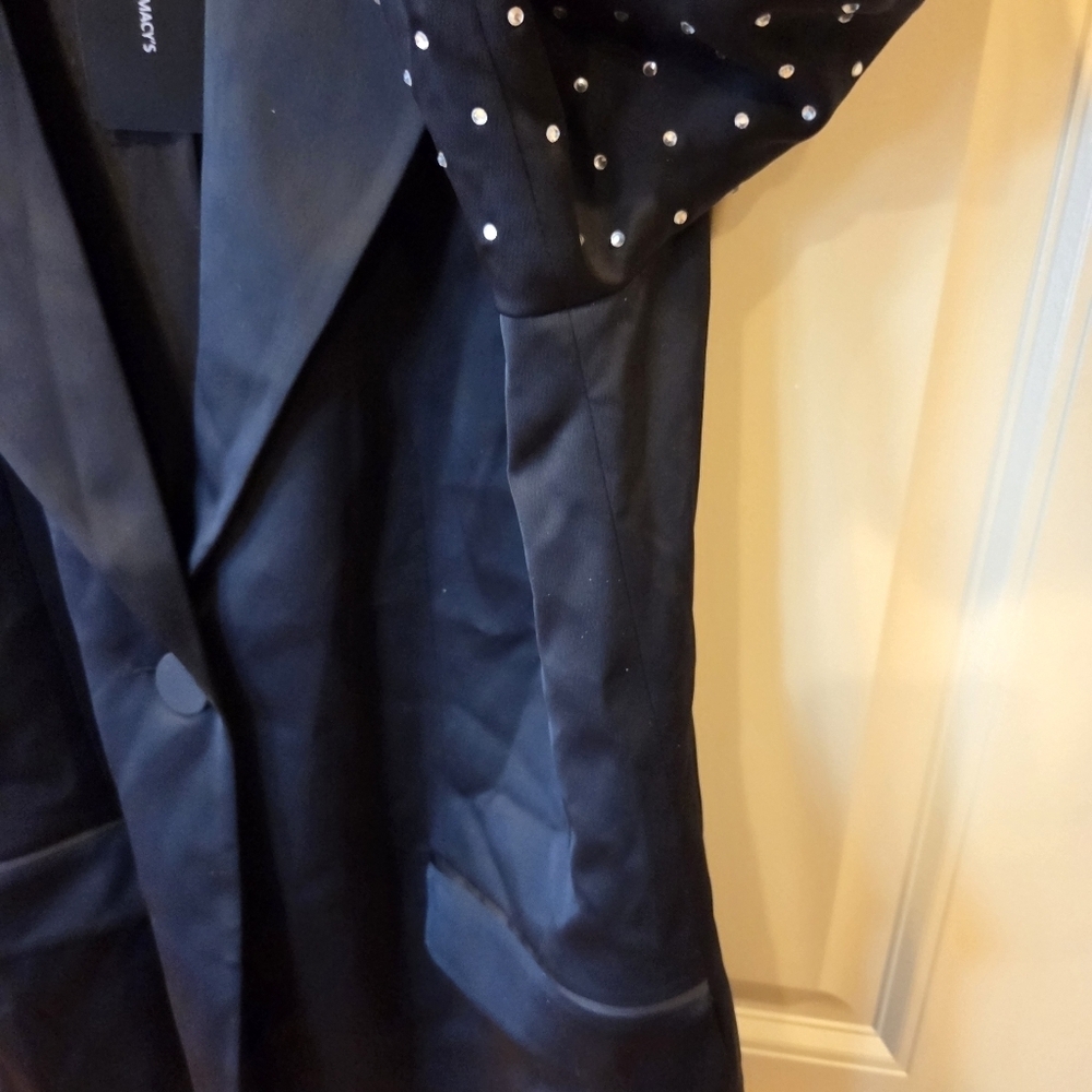 NWT Danielle Bernstein x Macy's Studded Sleeve Black Tuxedo Blazer Jacket Small - Picture 7 of 16